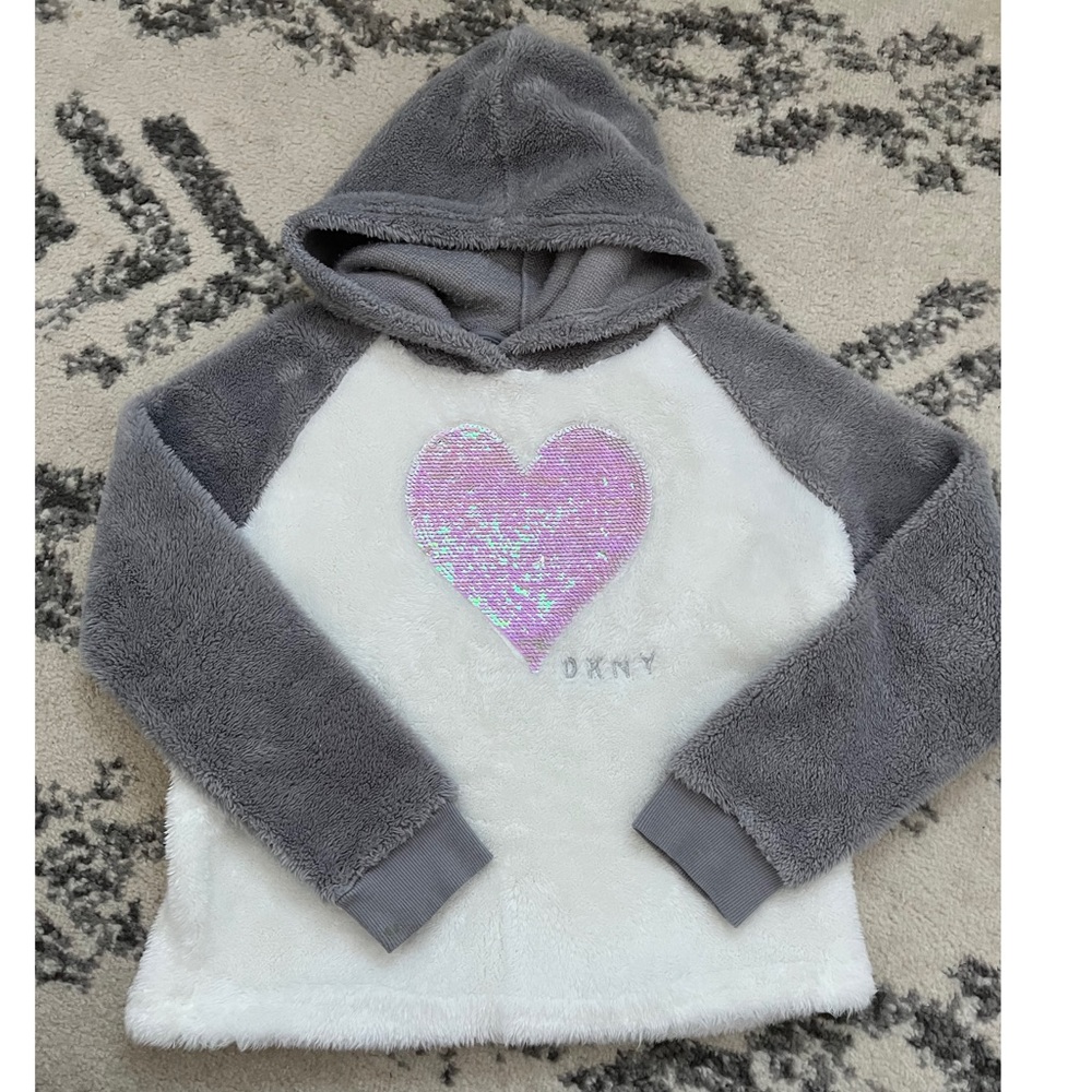 DKNY SOFT PLUSHY GIRLS HOODIE SZ 8/10 (M)